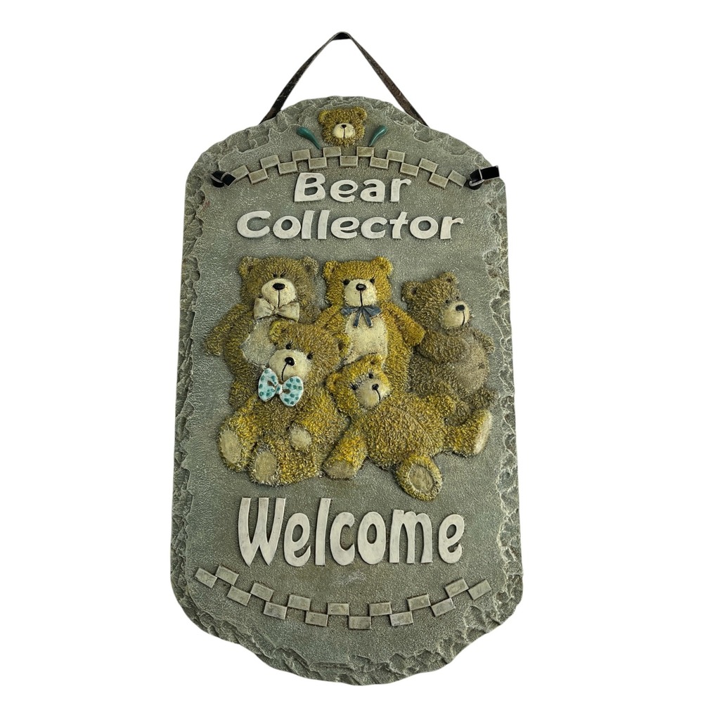 Bear Collector Welcome Sign 3D Resin Wall Plaque Teddy Bear Decor